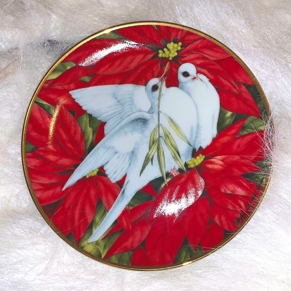 1991 Christmas doves plate 